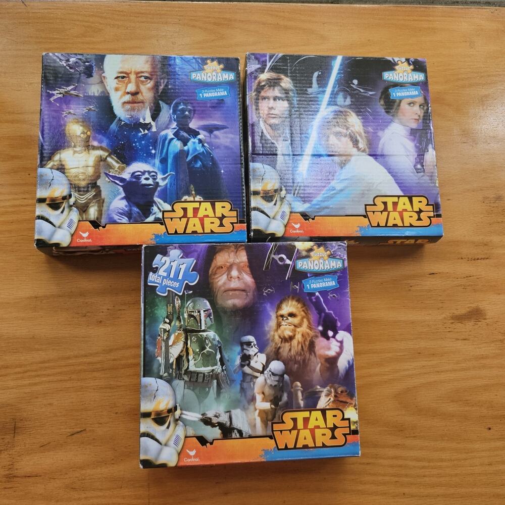 Star Wars Original Trilogy 3 in‎ 1 Panoramic Puzzle Set 211 Pieces New Hope